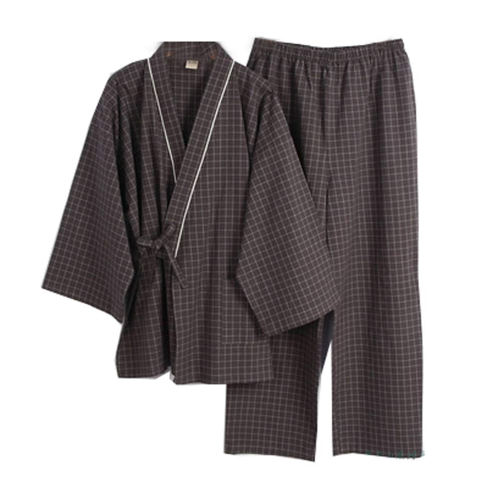 un-brand Kimono japonés para hombre, suelto, informal, para el hogar, pijamas, ropa de dormir, talla L O52