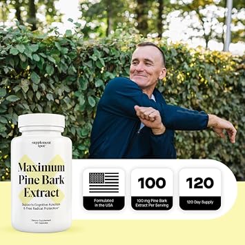 Maximum Pine Bark Extract 100 mg per Serving| Maritime Pine Bark Supplement for Natural Health Support (120 Capsules)