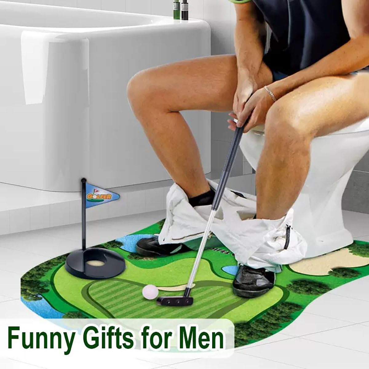 Ensemble de jeu de golf de toilette pour homme, pratique du mini golf dans toutes les toilettes, salle de bain, fête des pères, éléphant blanc, cadeaux de Noël, Saint-Valentin