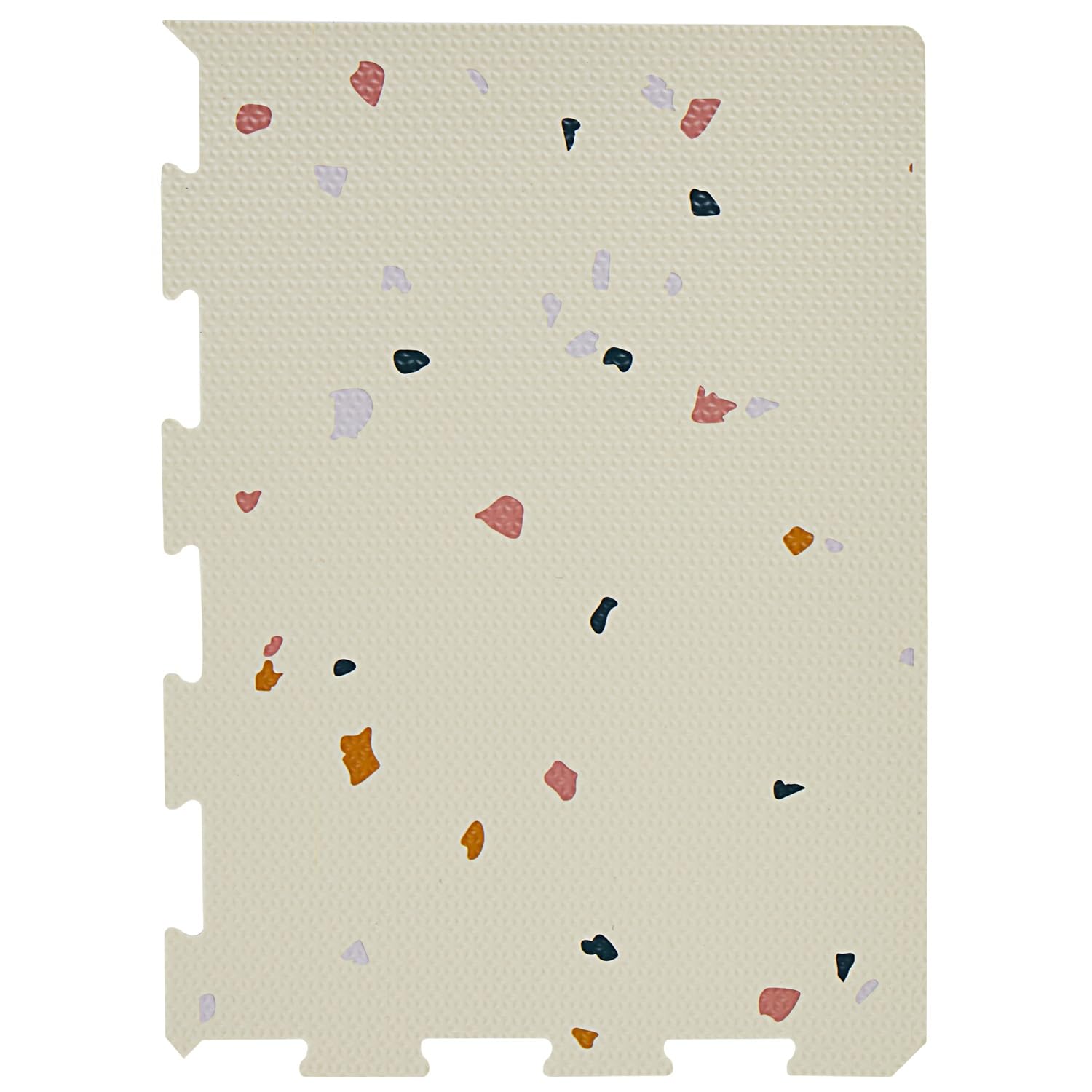 3 Sprouts Alfombra Puzzle Bebé EVA, Resistente al Agua, Terrazo Crema | superficie suave para gatear y rodar; piezas conectables de espuma EVA; se limpia fácil y se guarda de forma compacta