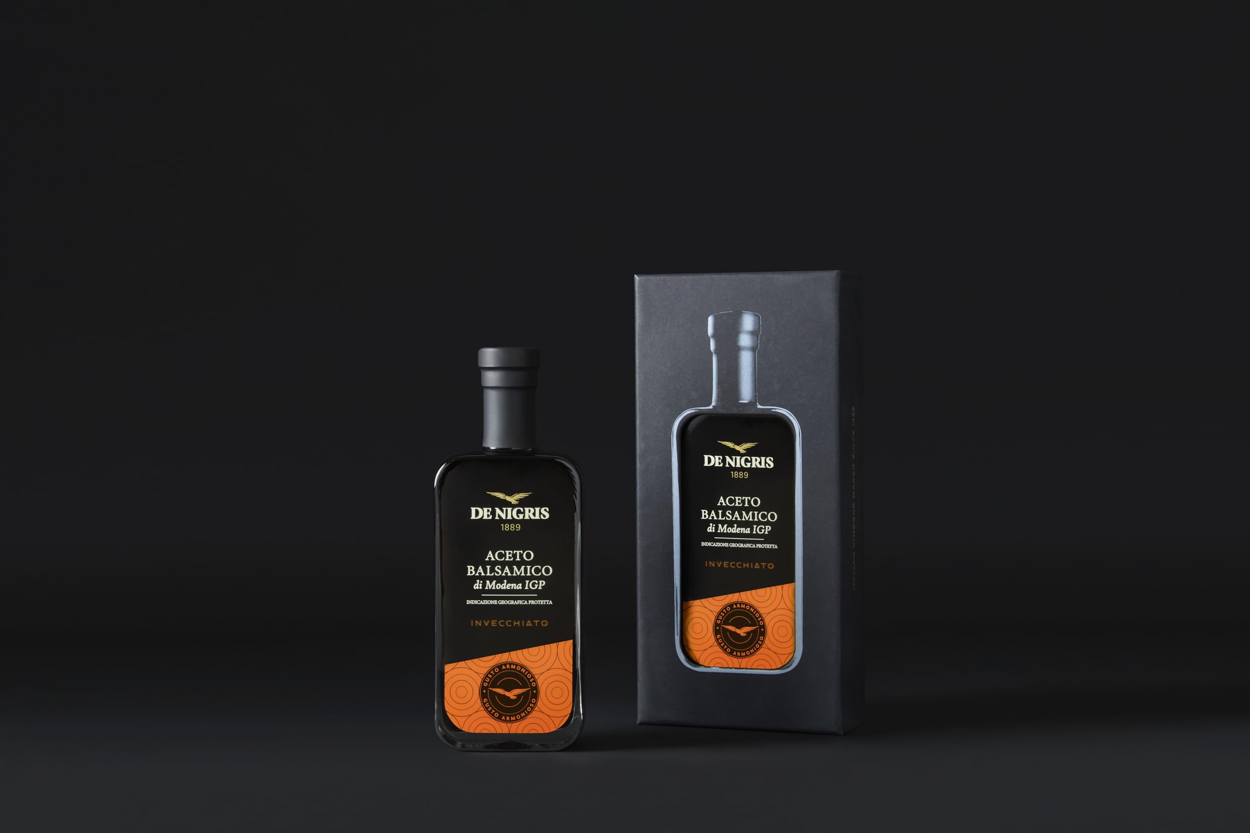 De Nigris Aceto Balsamico di Modena IGP Invecchiato | Bundle 3 x 250ml Aquila Rossa, Arancio e Gialla – Set Degustazione Balsamico Italiano Premium | Condimento Gourmet Denso e Corposo, Idea Regalo