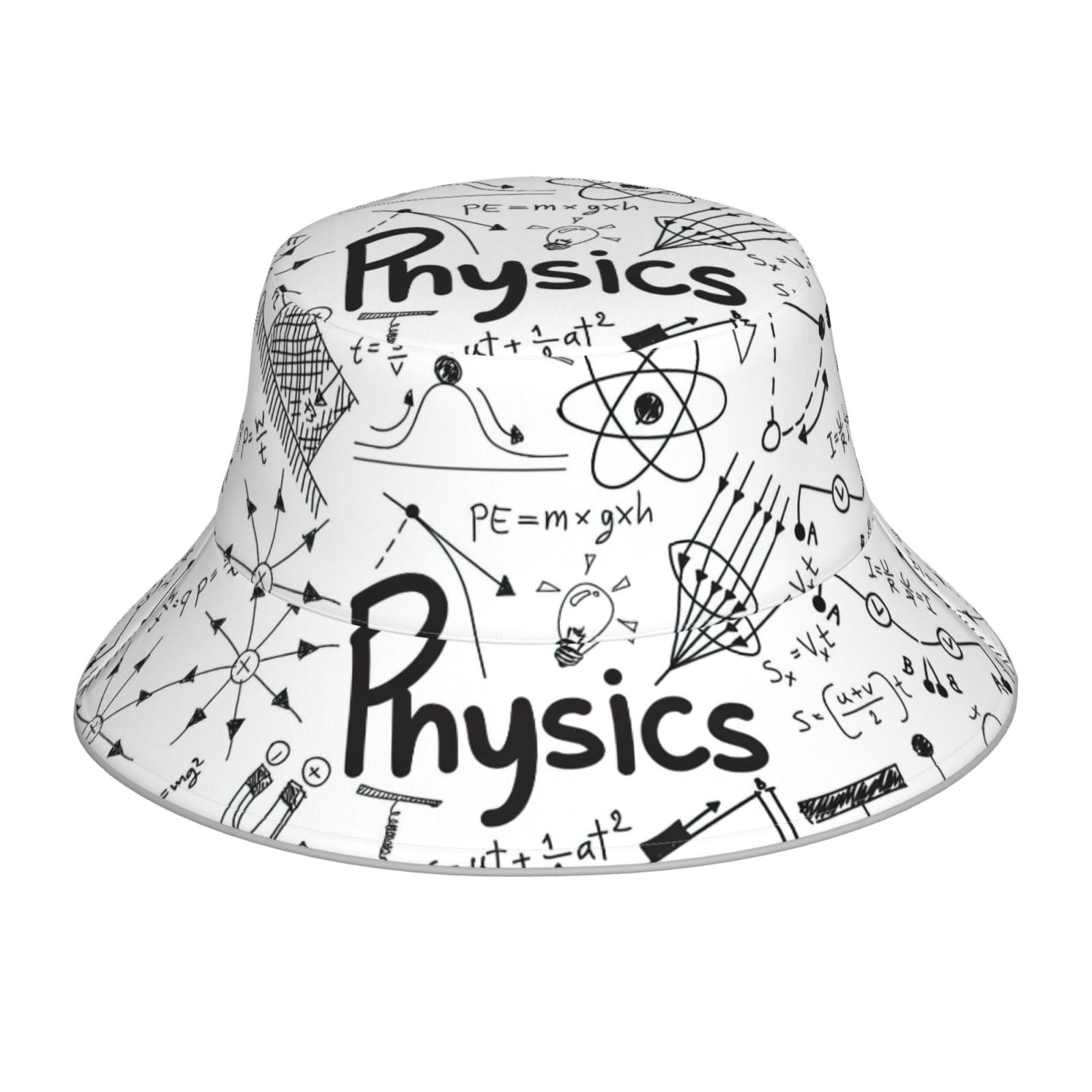 WYCZHY Physics Print Print Reflective Safety Hat, Double Sided Bucket Hat, Reversible Sun Hat for Evening Visibility Black