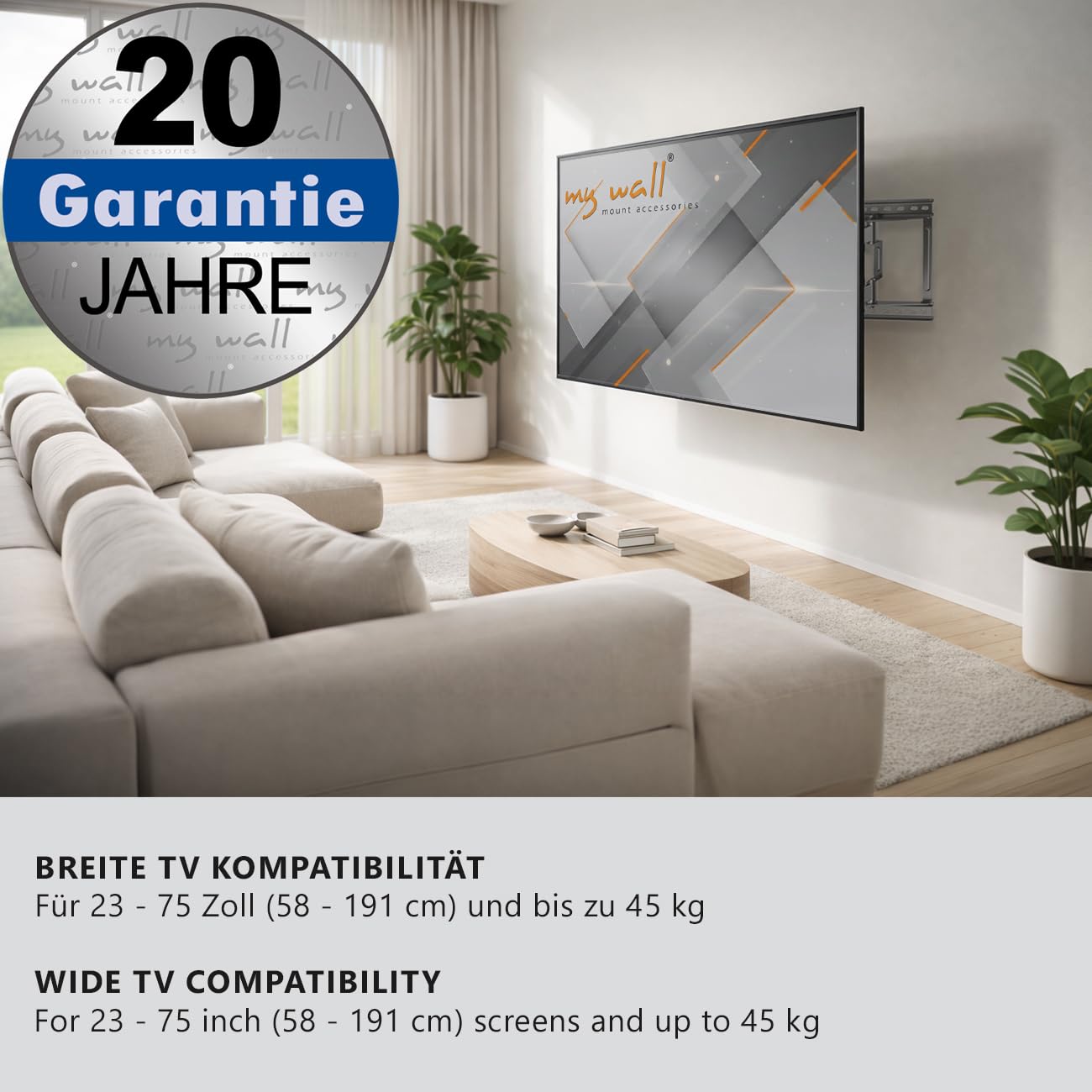 my Wall Soporte de Pared Giratorio para TV HP47L de 23" a 75" (58-191 cm)
