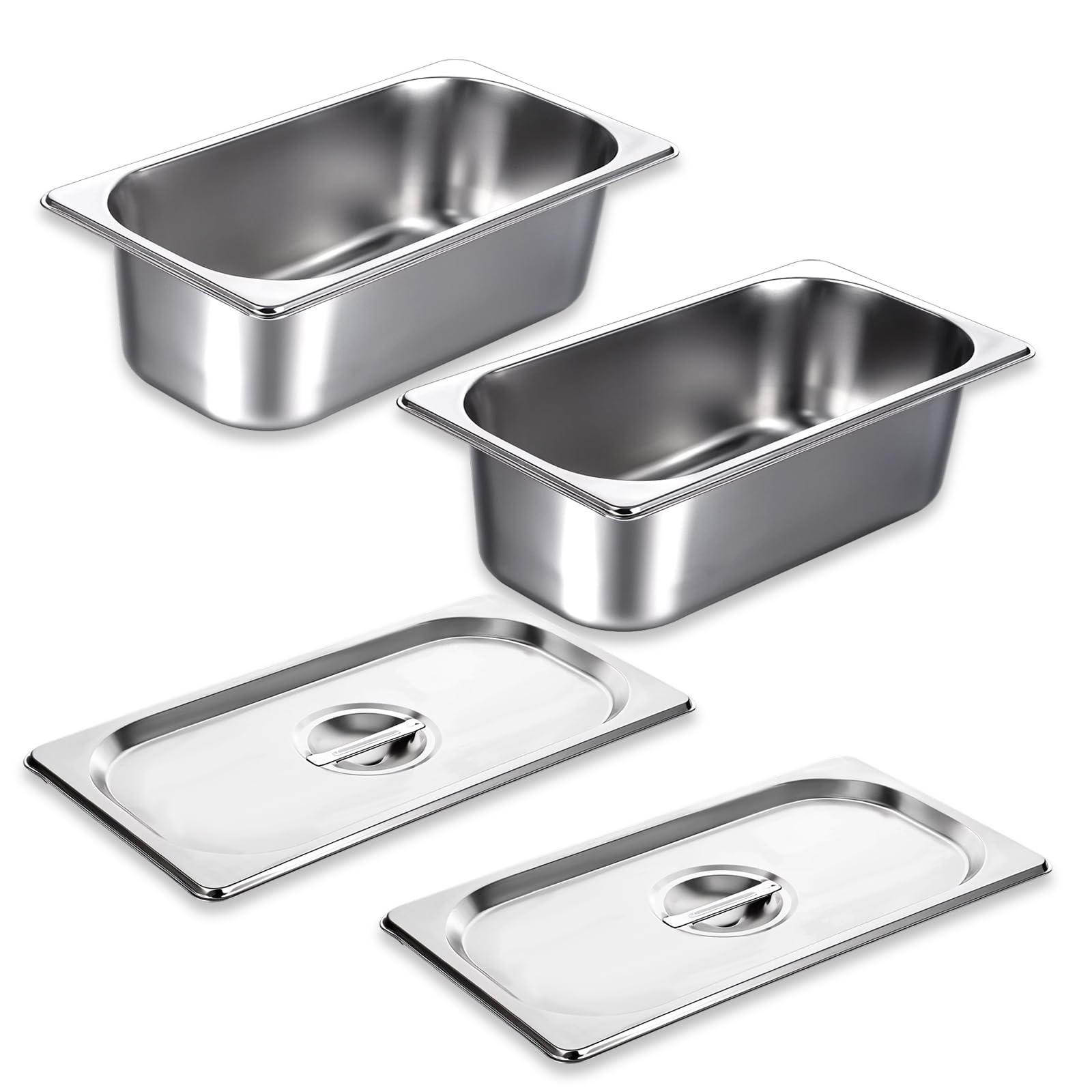 Stainless Steam Hotel Pans - 2 Pack with Lid -1 Stainless Steam Hotel Pans - 2 Pack with Lid -1