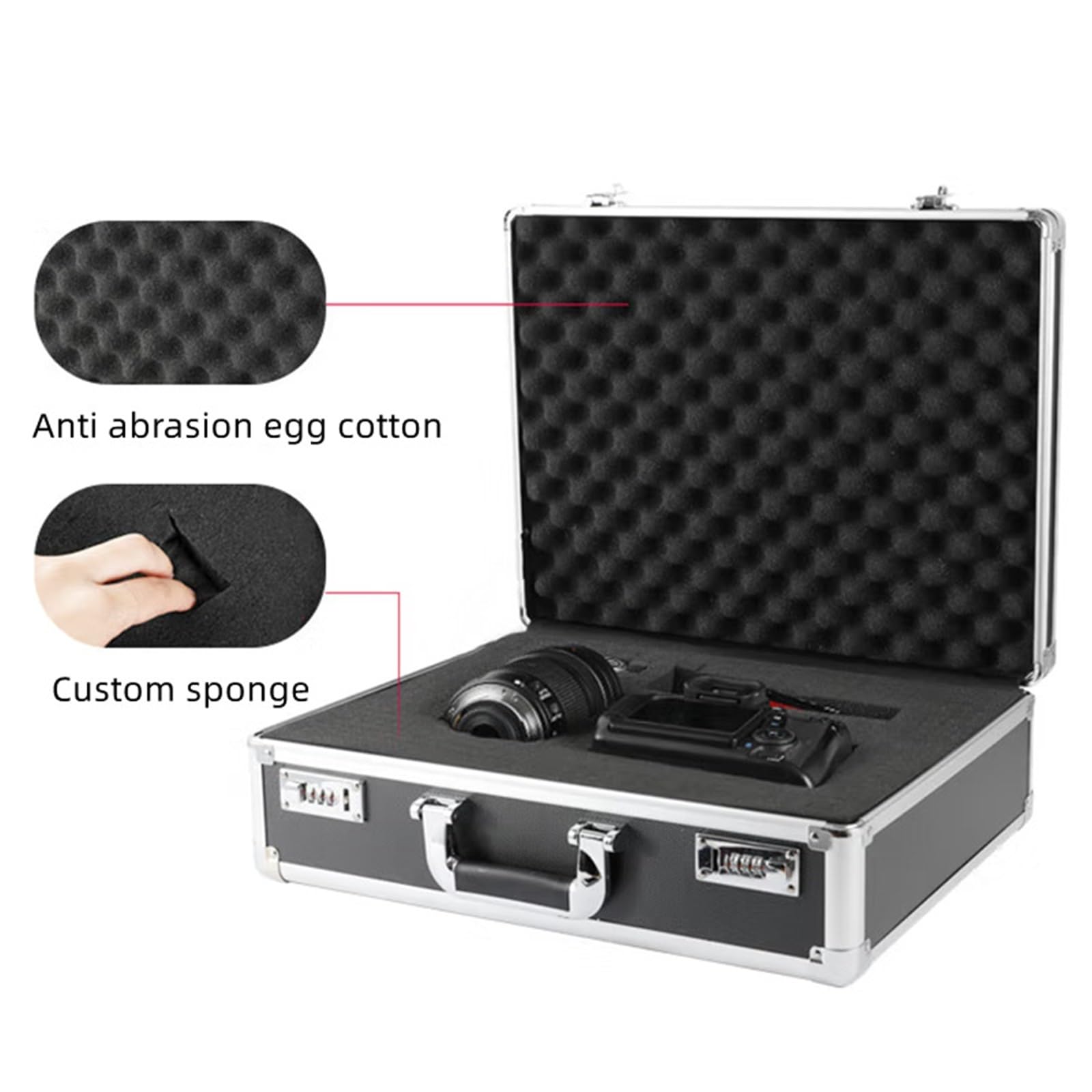 Maletín de aluminio Caja de herramientas aluminio con contraseña, estuche portátil for, equipo maleta, rígido, organizador caja protectora seguridad