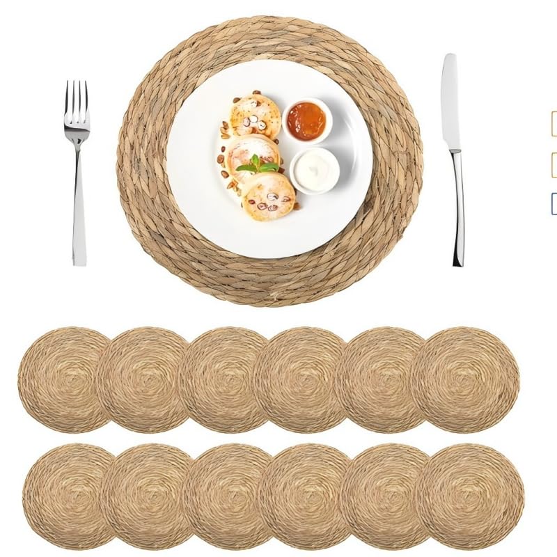 Lot de 12 sets de table tressés - 30 cm - Résistants à la chaleur et