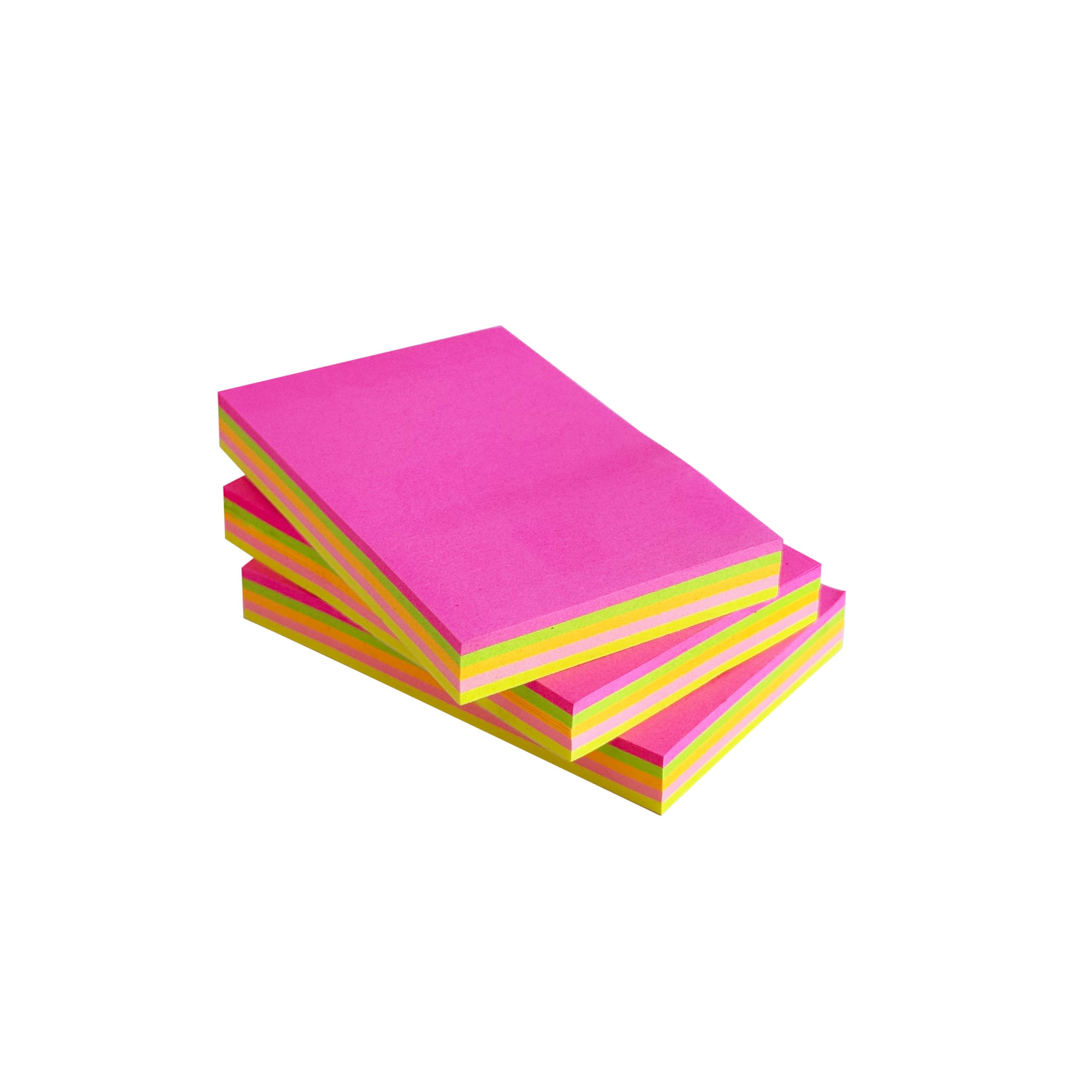 Cubic Neon Sticky Notes – Pack of 3 | 3" x 2" Inches | Multicolour Self-Adhesive Memo Pads for Office, Home, School & Daily Reminders – Bright Colors, Easy Peel, Residue-Free