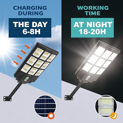 Miniatura 2 de Luces solares de calle de 4200 W, sensor de movimiento para exteriores, luces de inundación solares del atardecer al amanecer, luces de seguridad