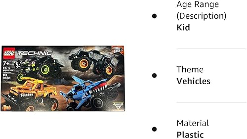 Miniatura 3 de LEGO Technic Monster Jam Collection 66712 Modelo kit de construcción juguete de tracción 2 en 1 Megalodon excavador de tumbas El Toro Loco y Max-D