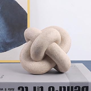 Handmade Sandstone Geometric Knot Sculpture Decor, Modern Decorative Cha...