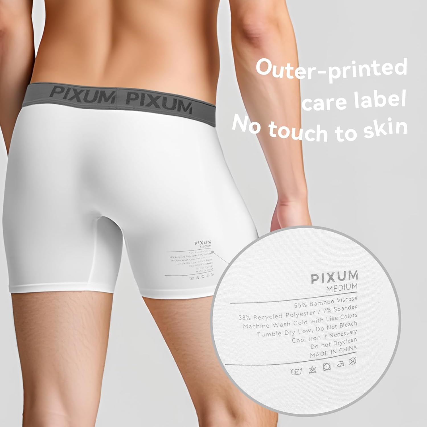PIXUM Men's Ultra Breathable Underwear Bamboo Viscose Boxer Briefs,Comfort Flex Waistband Cool Underpants for Men - Image 2