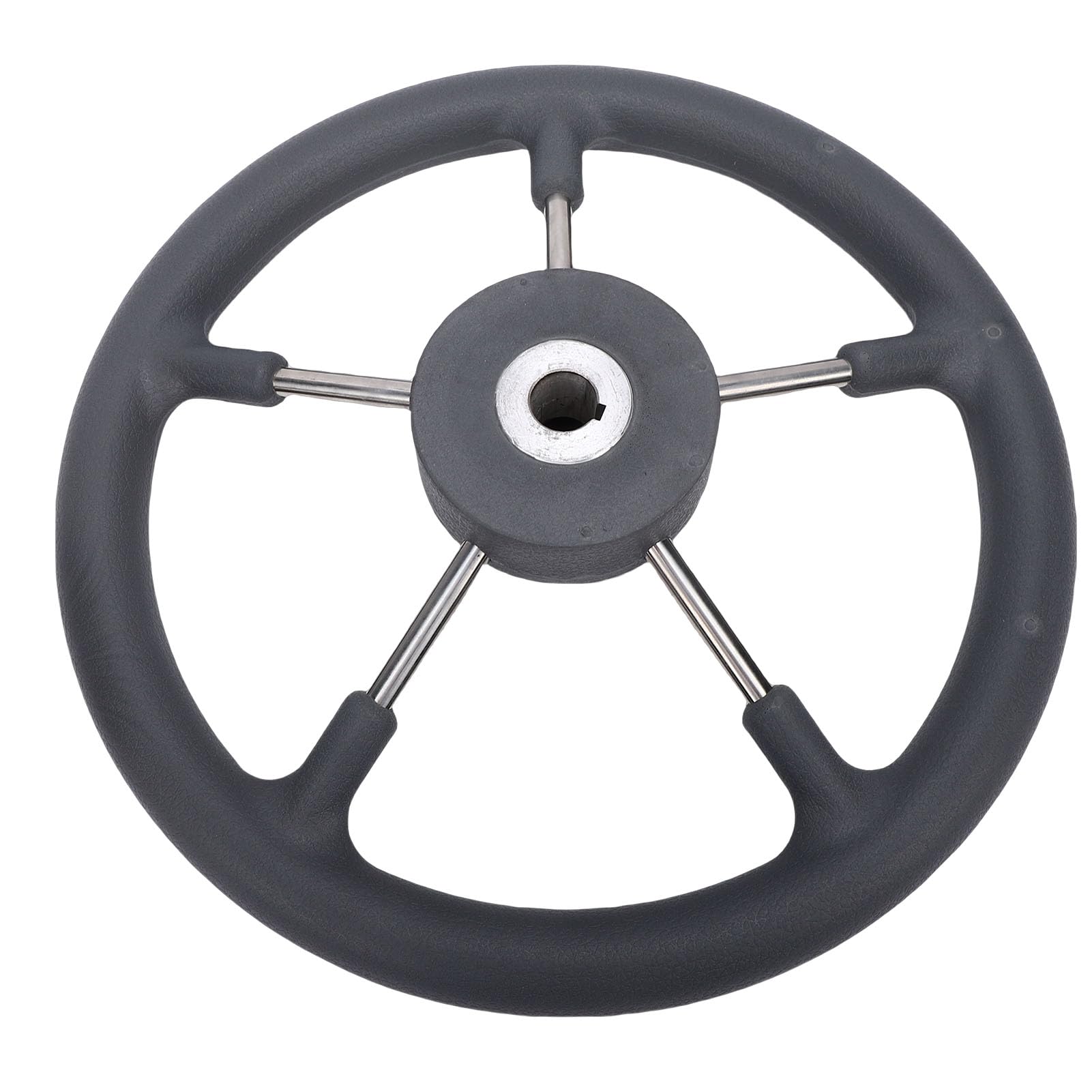 Tbest Volante para Barco de Acero Inoxidable de 13 Pulgadas, Dirección para Barco de Acero Inoxidable Estilo DestroyerRueda con Empuñadura de Espuma, 5 Radios, ángulo de 15 Grados
