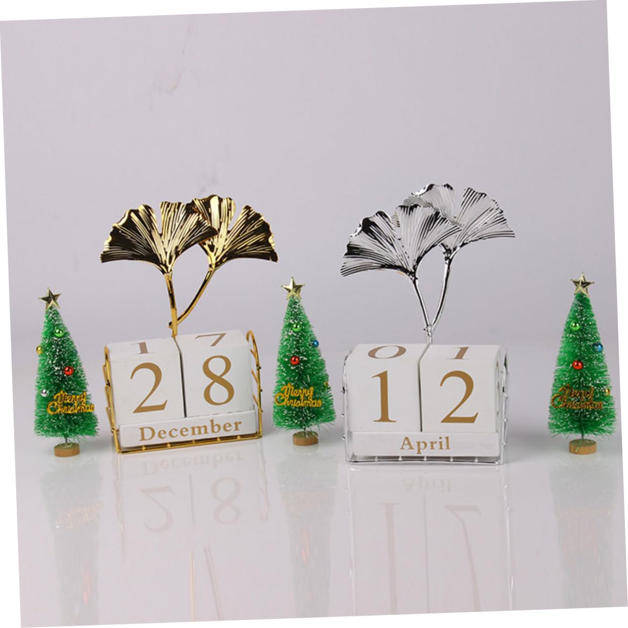 SEWACC 3 Piezas Calendario de escritorio con hojas de ginkgo decoración escritorio calendarios de mesa decoración de oficina Calendario perpetuo programar calendario adorno de escritorio