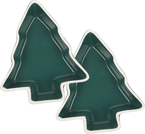 FUNOMOCYA Plato de salsa de Navidad, plato de cerámica para servir aperitivos, mini molde para tartas, platos de Navidad de cerámica, postres