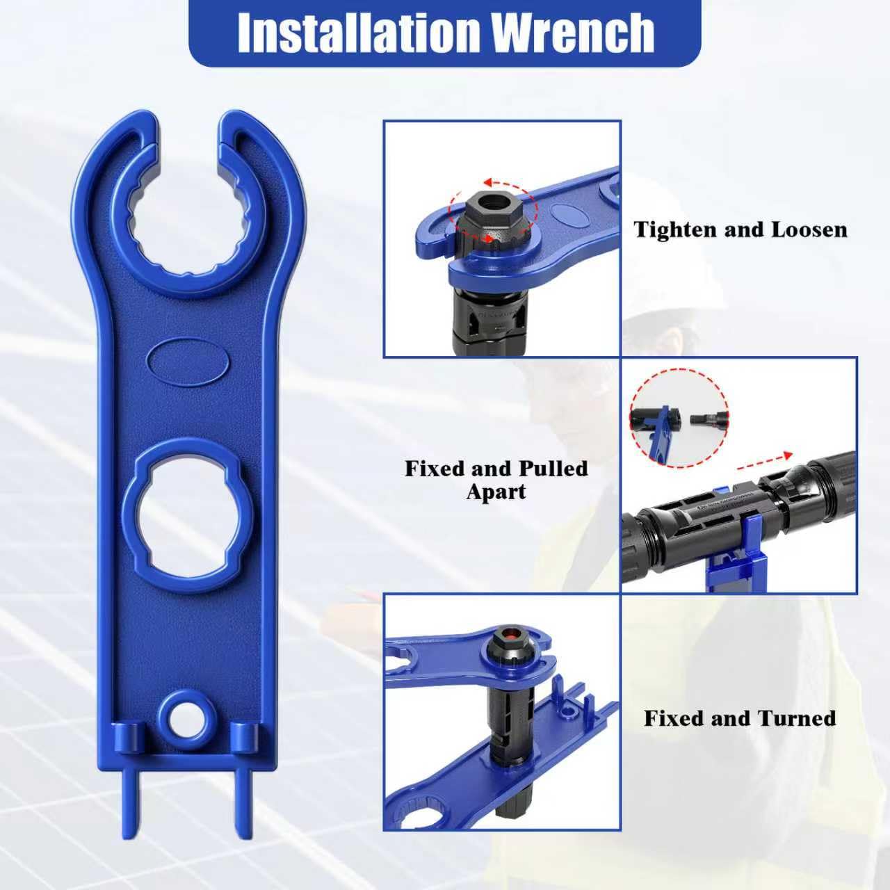 Pince à Sertir Cosse Electrique pour Câbles PV de 2,5/4/6 mm², Outils de Sertissage Solaires, avec 1 Pince MC4, 12 Paires de Connecteurs Solaires et 2 Clés, pour Panneau Solaire Câble