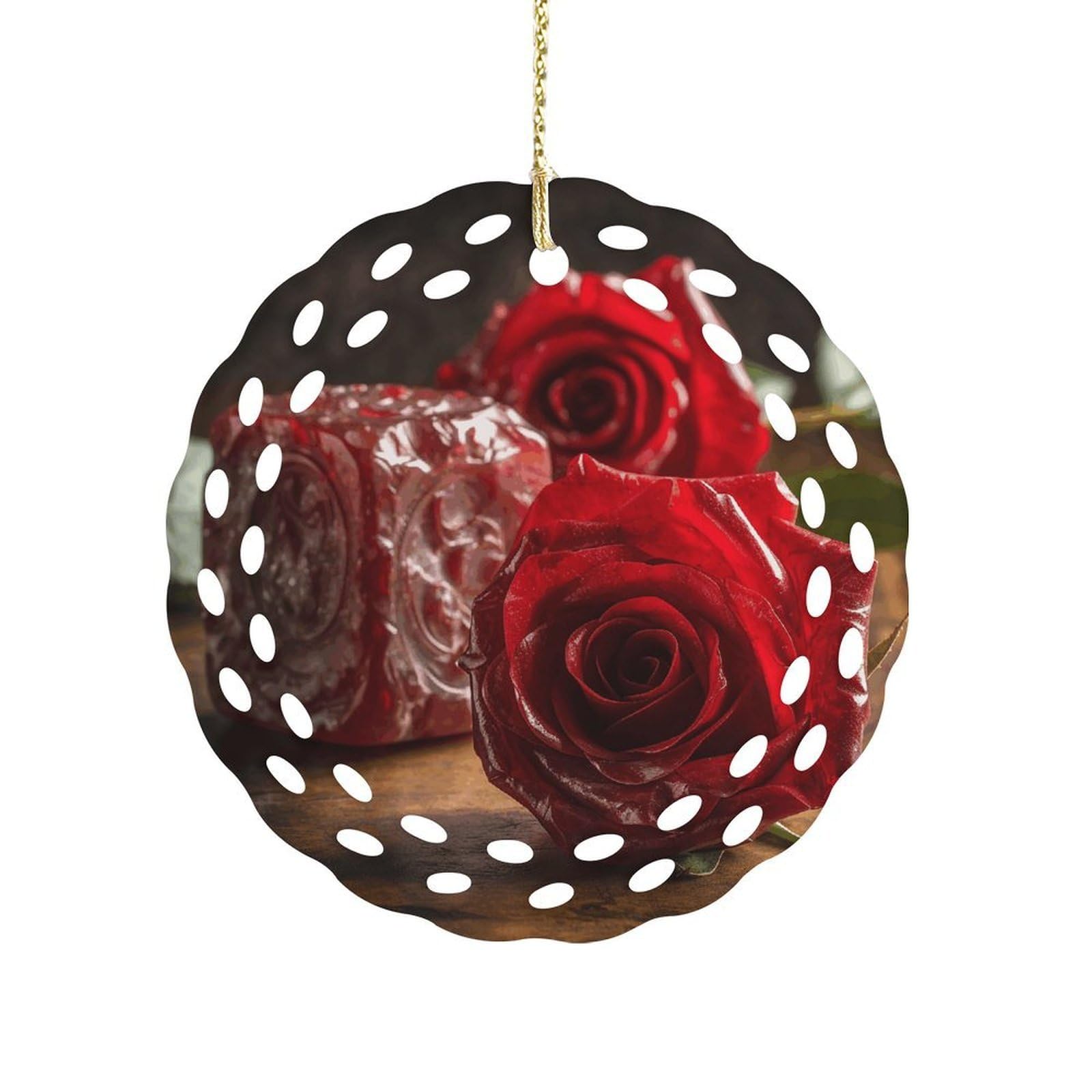 Fodpand Women's Style Flower Decorations Ceramic Ornament For Home Decor 3.2" Round Tree Decoration Christmas Ornaments For Men Double-Sided Design