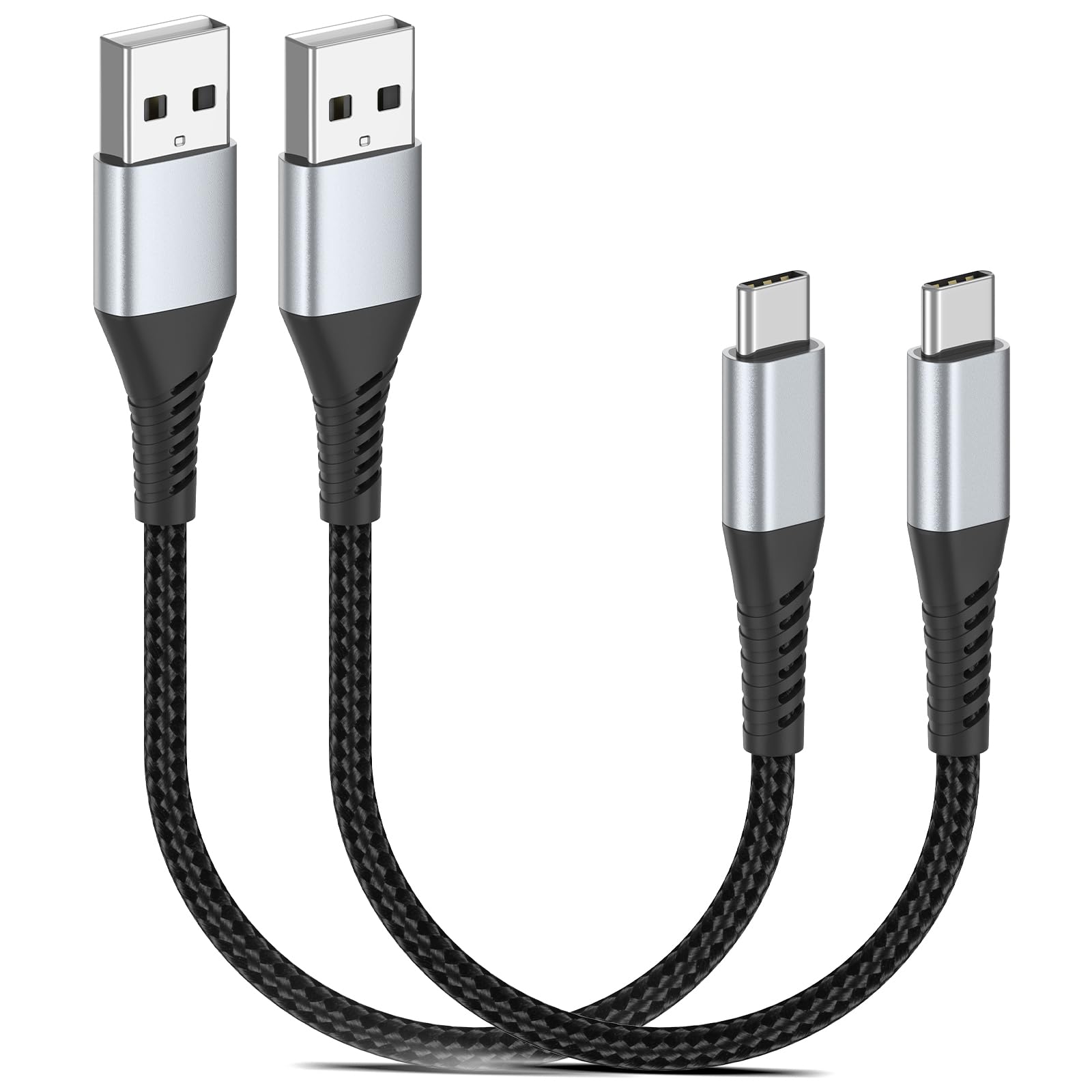 PEAKLIFT USB C Kabel Kurz 15CM 2 Stück, Nylon 0.15M USB A auf USB C Ladekabel 3A Typ C mit Samsung Galaxy S23 22 S21 S20 S10 S9 S8, Pixel, Huawei