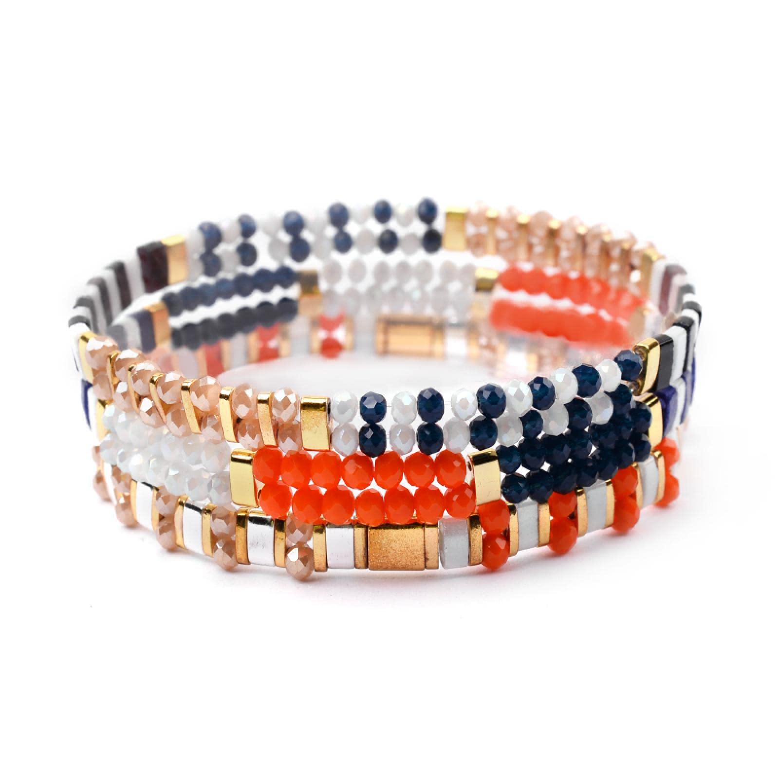 LuisFranklin Bracciale Donna Bracciali Braccialetto Bracelet Gioielli Bracelets 3 Pezzi/Set Bracciali con Perline per Donna Bracciale Elastico con Perline Femme Multicolorset9
