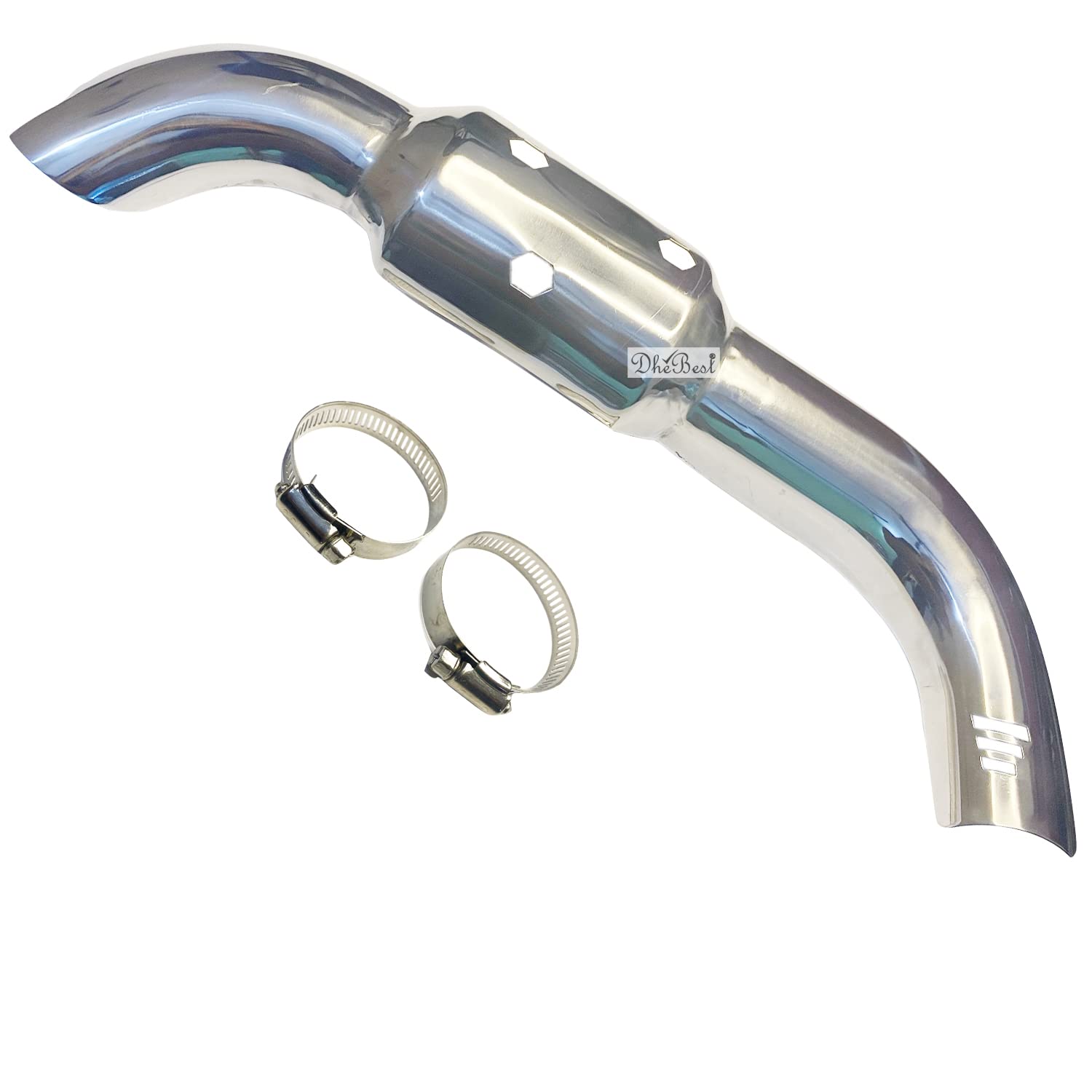 Dhe Best Bike Silencer Bend Pipe Heat Shield Protector/Cover Guard Chrome only for bs6 Model Compatible with RE Standard Bullet 350 Twin Spark-image-18