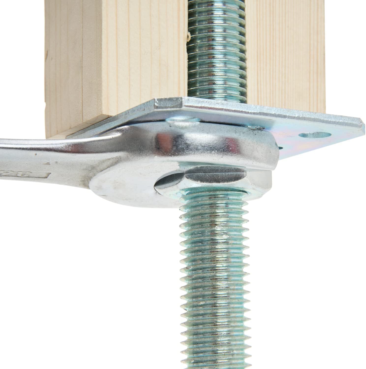 TRIBECCO Soporte vertical para postes ajustable (160 x 160 x 250 / rosca M 24), pie de soporte de altura ajustable, galvanizado, base de hormigón, para atornillar, regulable