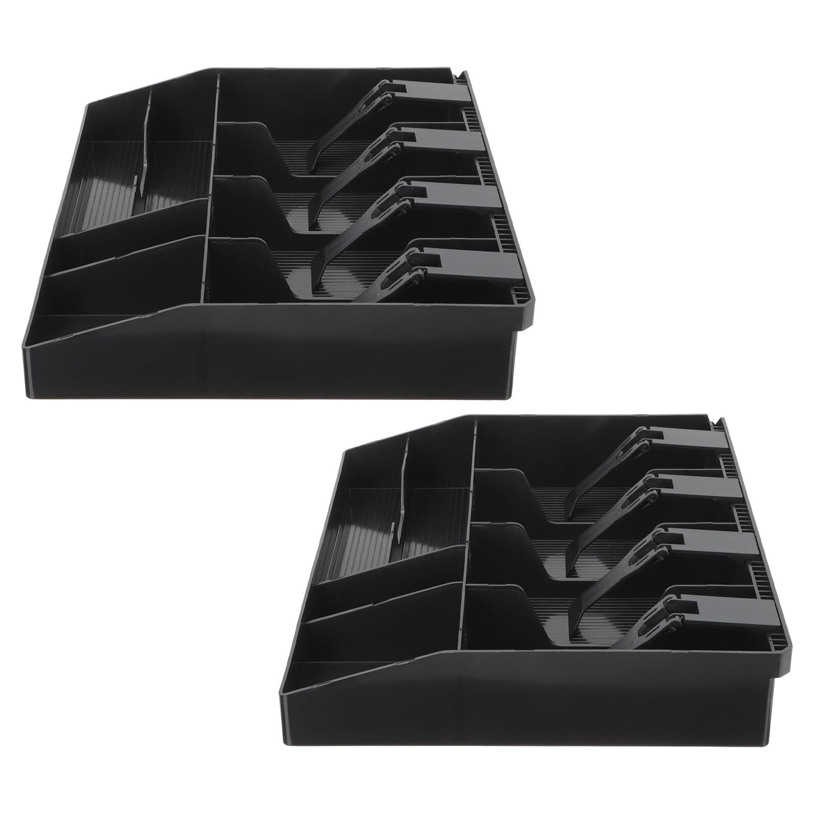 Vassoio per Contanti da Cassa Piccolo, 2 Pezzi, Nero | Inserto per Cassetto con Scomparti Multipli, Abs e Ferro, per Monete e Banconote, Negozi e Banchi
