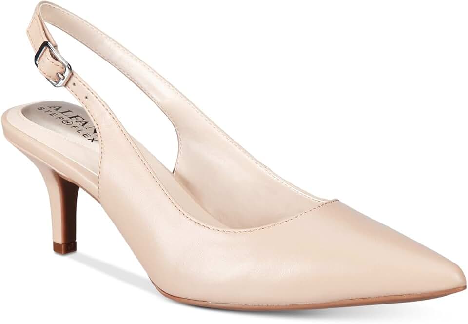 ALFANI Womens Beige Buckle Accent Cushioned Capreece Square Toe Sculpted Heel Slip On Heeled M