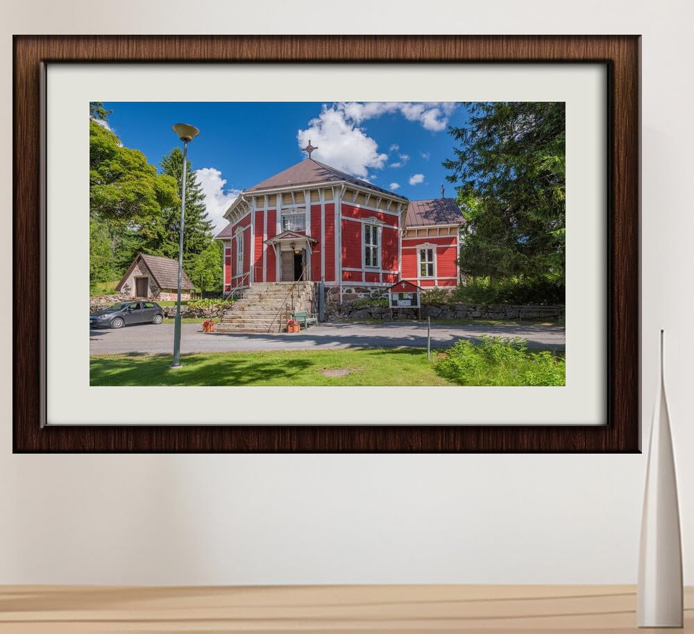 JVERF - JZZI03450 Finland Church Kisko Church Street Lights| Self-Adhesive Painting | Frameless