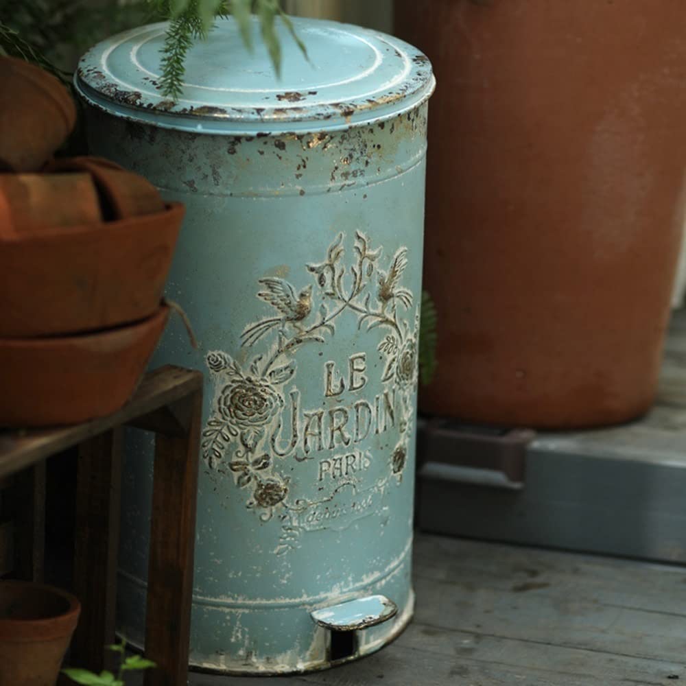 Amazon.com: YIORYO Trash Can, Vintage Garbage Bin Iron Embossed