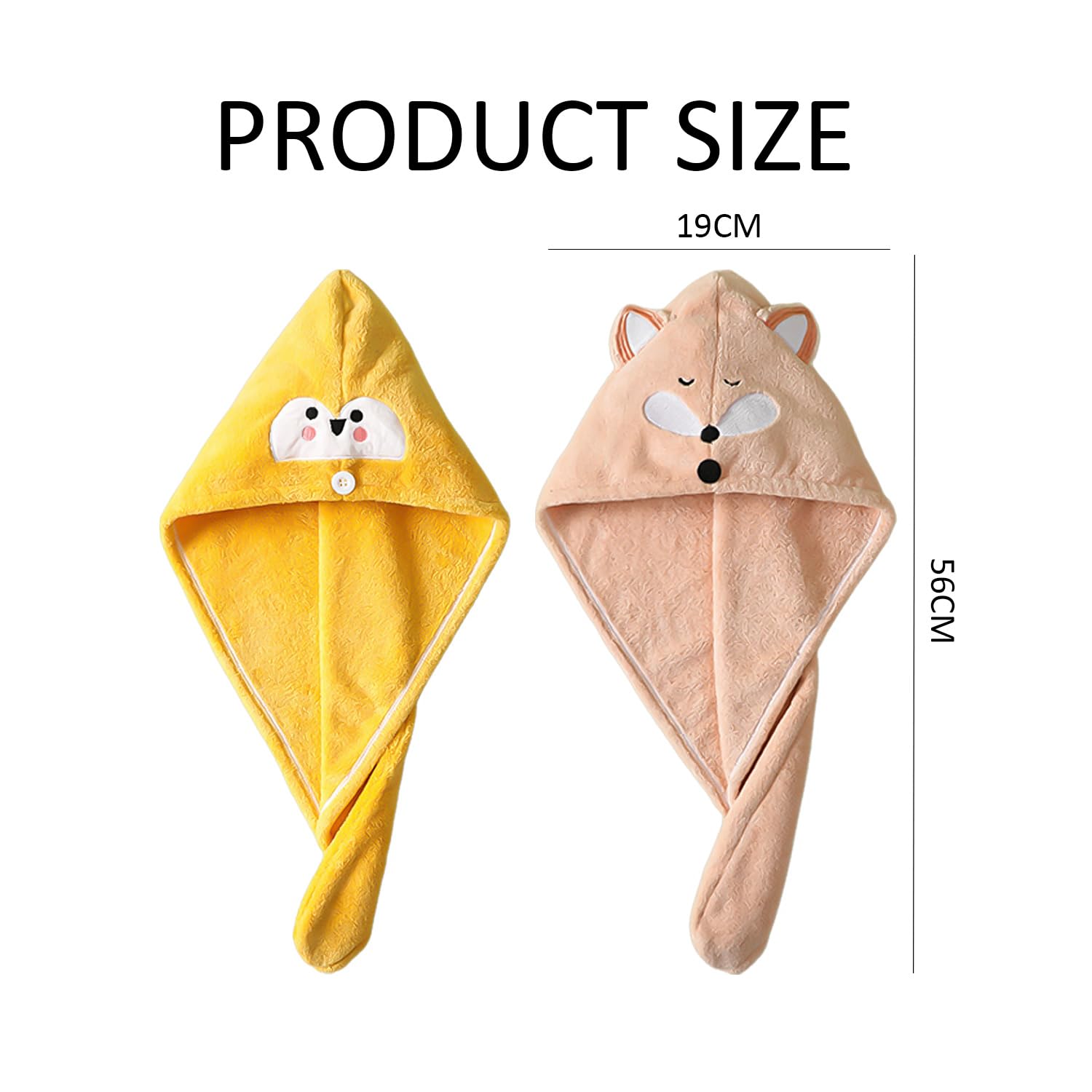 2 Pieces Of Cartoon Hair Drying Caps, Cute Hair Drying Caps, Bath Accessories, Absorbent Hair Drying Caps, Shampoo And Drying Towels - Image 2