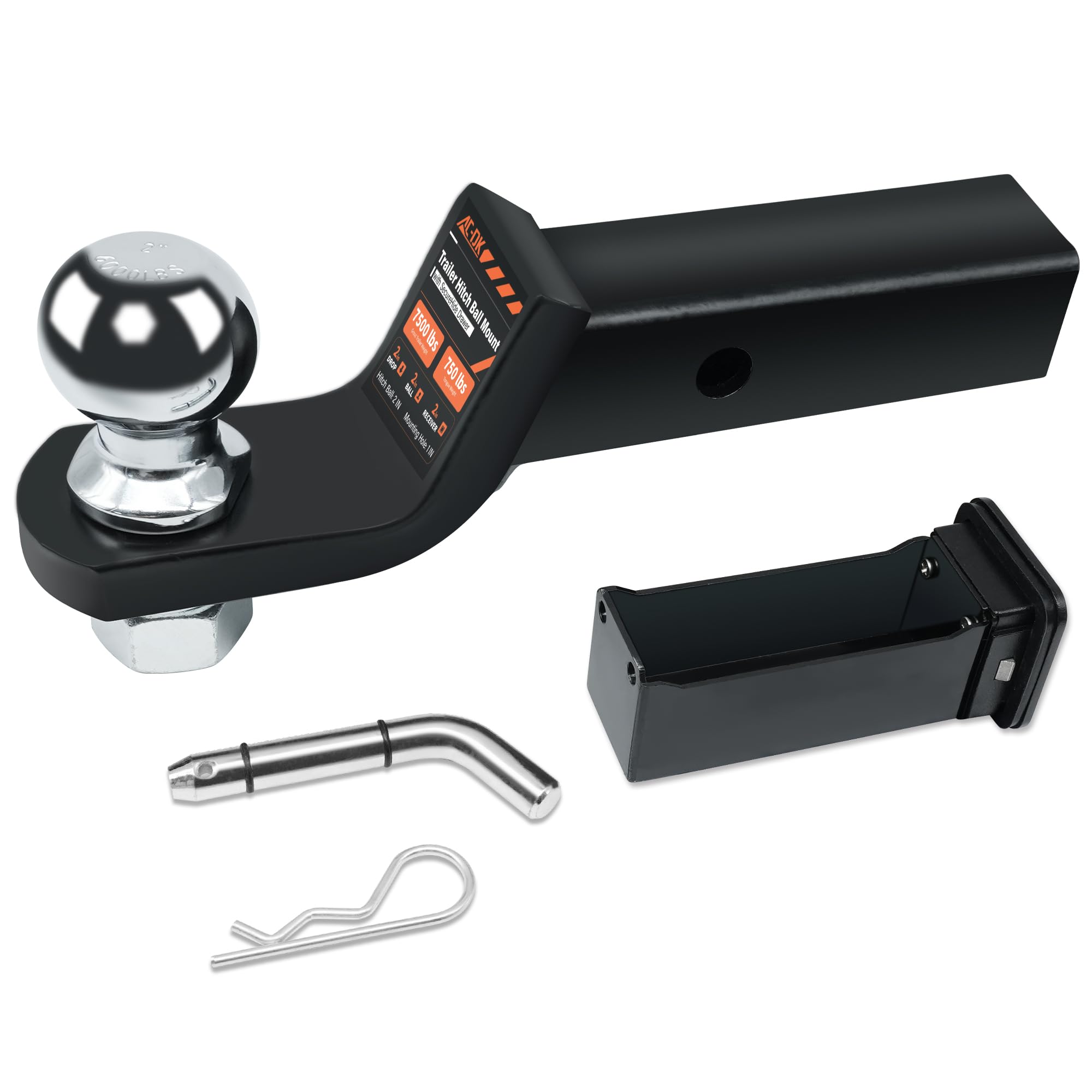 AC-DK 2" Trailer Hitch with Concealed Key Vault Drawer | Includes 5/8" Hitch Pin and 2-inch Ball | Secret Recessed Storage for Keys and Money