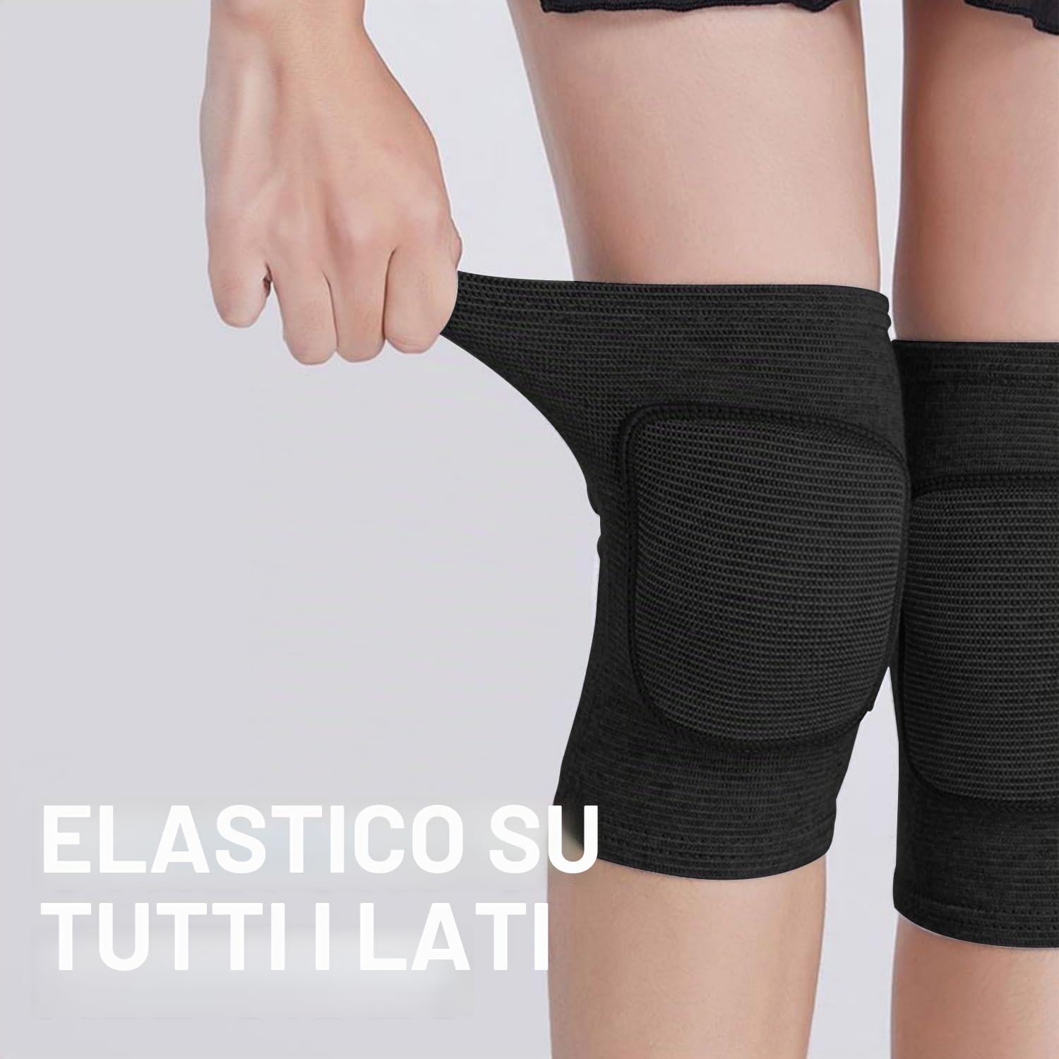 2 paia di ginocchiere per sport e danza in spugna, spugna addensata, legatura elastica, protezione per le ginocchia, accessori quotidiani per sportivi (rosa, nero)