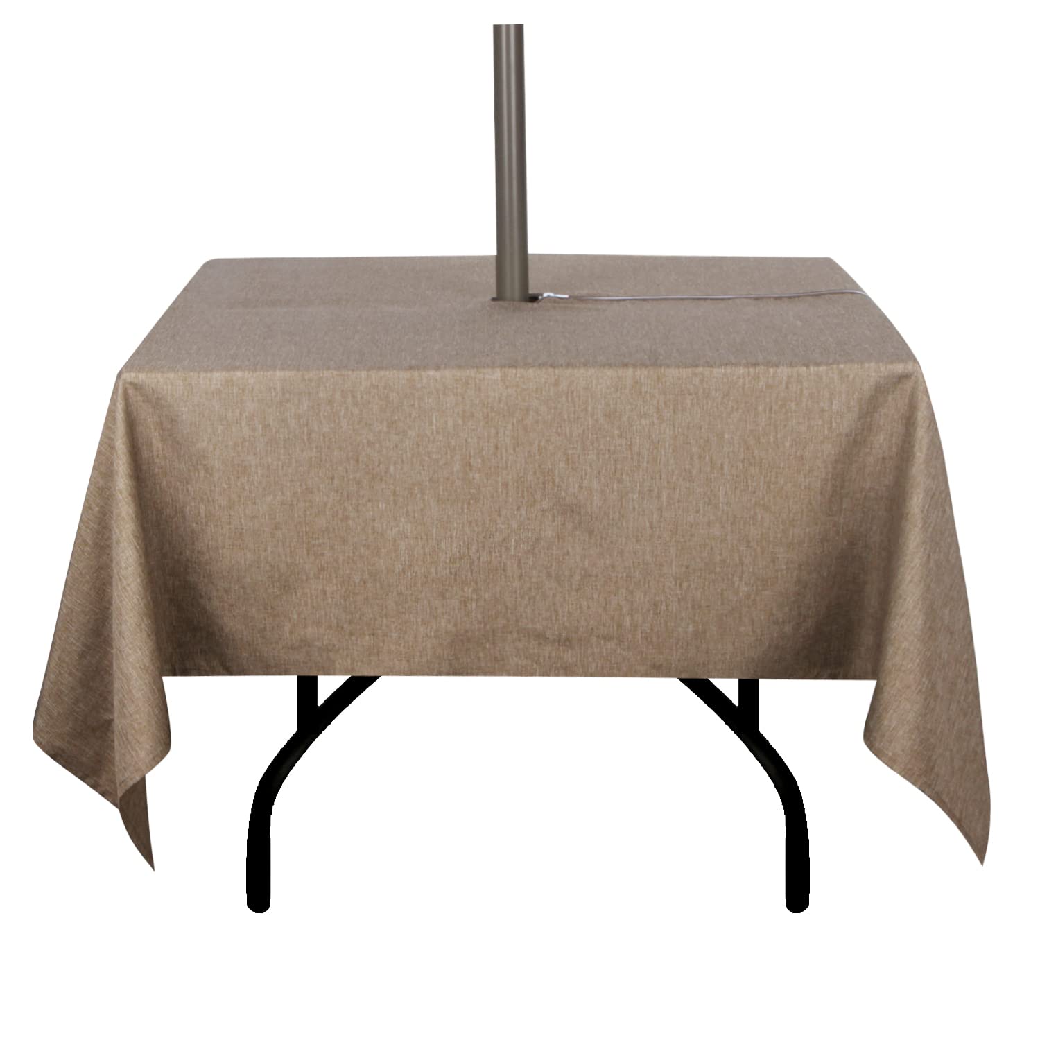 youngseahome Outdoor Tablecloth Wrinkle-Free Stain Resistant Waterproof Polyester Fabric Table Cover with Zipper Umbrella Hole for Picnic/Party/Dinner/Patio Garden(60ร60inch Square,Zippered,Flax) โ image 1