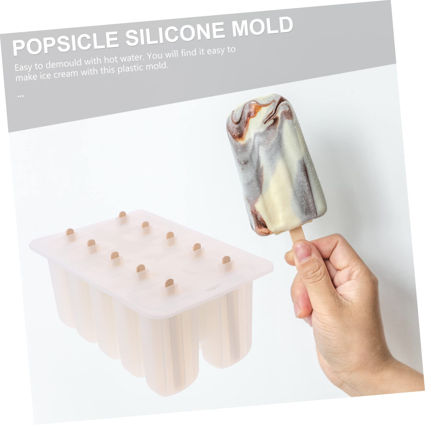 Moule à Glace Diy Silicone Semi-transparent Cavités Avec Bâtonnets Bois Pour Sorbets Maison Réutilisable Sain Pour Jus Yaourt Et Fruits