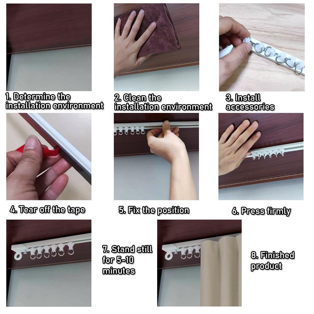 Système de tringle à rideaux auto-adhésive - Installation sans perçage au plafond ou aux murs - Kit de séparation de pièce polyvalent pour douche, dressing, bureau - Installation facile - 19