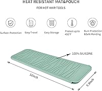 Vista 2 de Alfombrilla con bolsa de silicona resistente al calor para alisadoras de pelo, varitas para rizar, planchas planas y herramientas de peinado