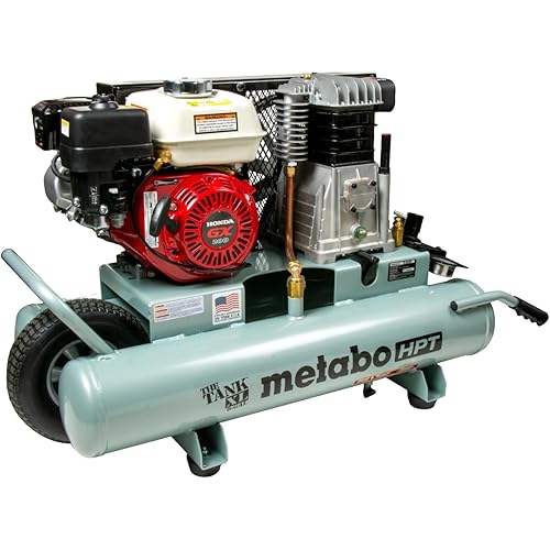 Metabo HPT Air Compressor, THE TANK XL, 9-Gallon Gas Wheelbarrow Compressor, Honda GX 200 Engine, Versatile for Use with Framing, Roofing Nailers, or Siding, Assembled in the USA, EC2610EA