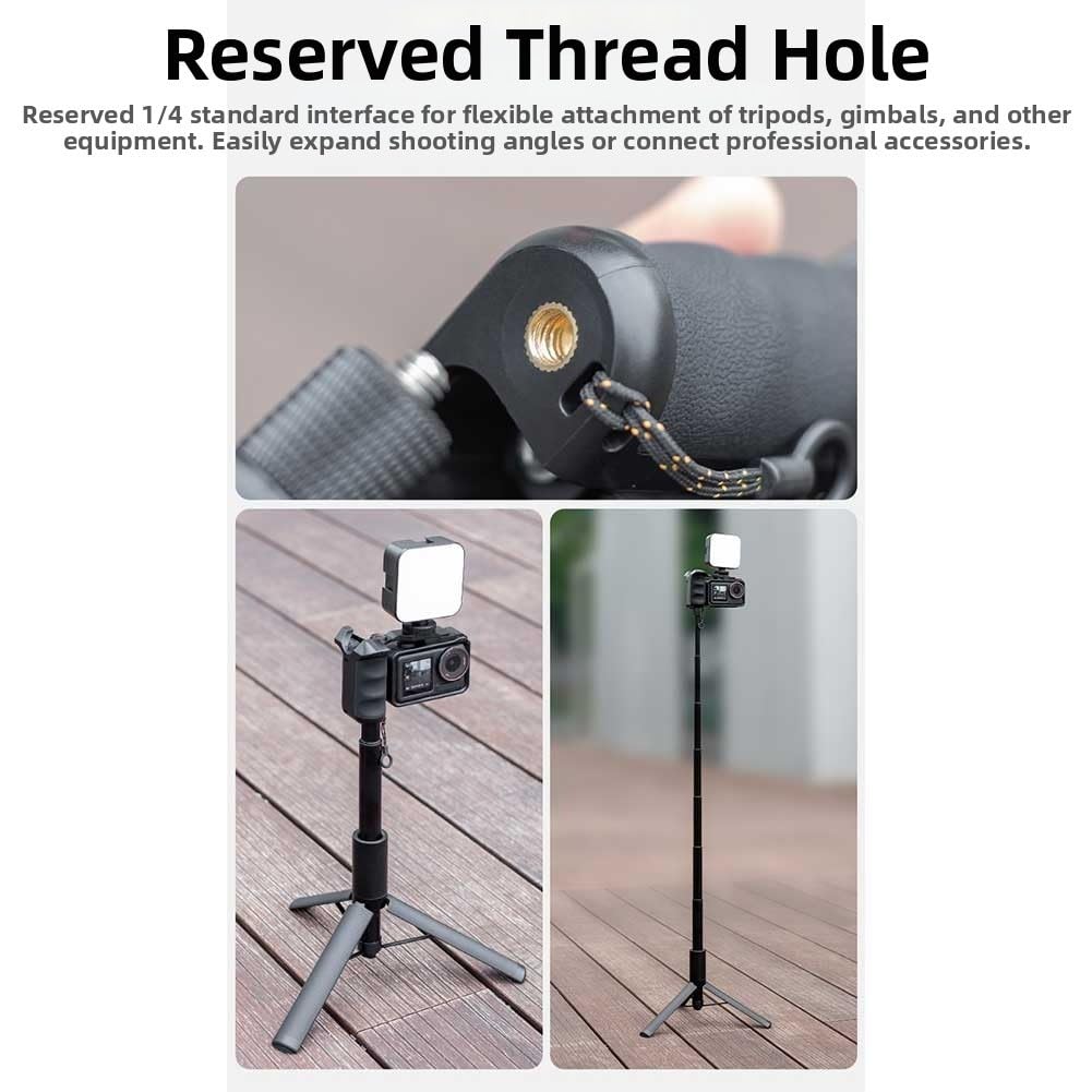 Soporte de agarre para cámara Osmo Action 6 y 5 para Pro, con botón de obturación, material de policarbonato, para un diseño compacto y estable, color negro