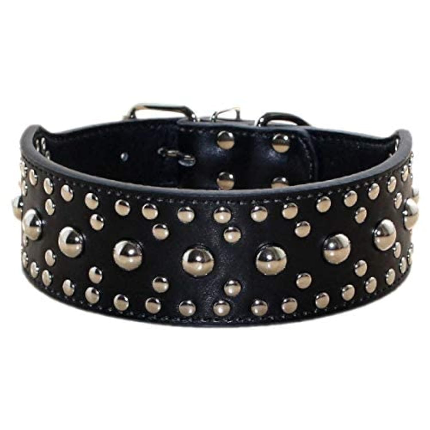 Collar unisex de piel para perros con tachuelas, talla M, L, negro