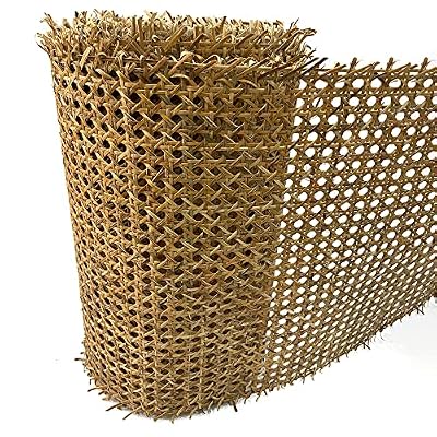 14" Width Natural Brown Dark Rattan Cane Webbing Roll 3.3 FEET Pre-Woven Hexagon Open Mesh Cane Webbing Sheet for Furniture Chair Table Ceiling Background Door