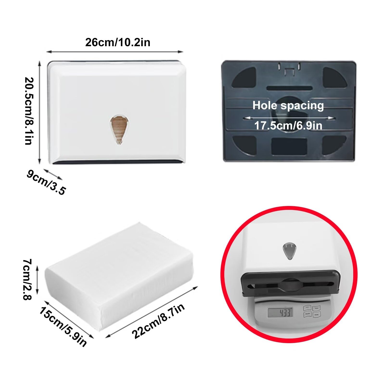 Dispensador de Toallas de Papel de múltiples Pliegues para Montaje en Pared, dispensador de Toallas de Mano plegadas para baño/Aseo, Soporte para Toallas de Papel Comercial