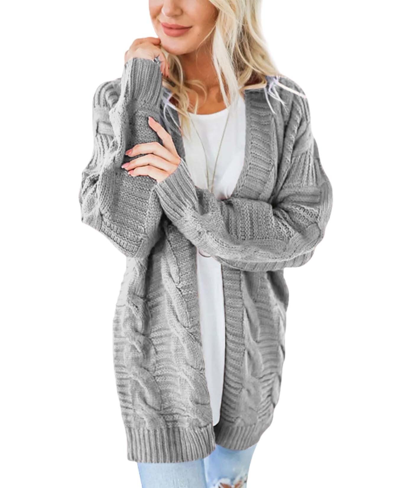 LIZALIG Long Cardigans for Women Open Front 2025 Long Sleeves Lightweight Fall Sweaters with Pockets