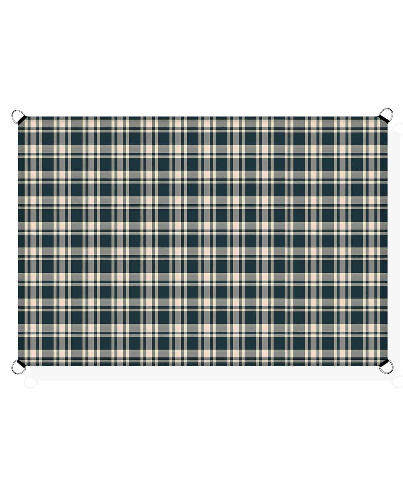 Black Grey Buffalo Plaid Rustic Sun Shade Sail Waterproof Rectangle, UV Block Sail Shade Canopy Awning Outdoor Oxoford Privacy Shade Cover for Patio Pergola Deck Backyard 6.5'x10' Country Geometric