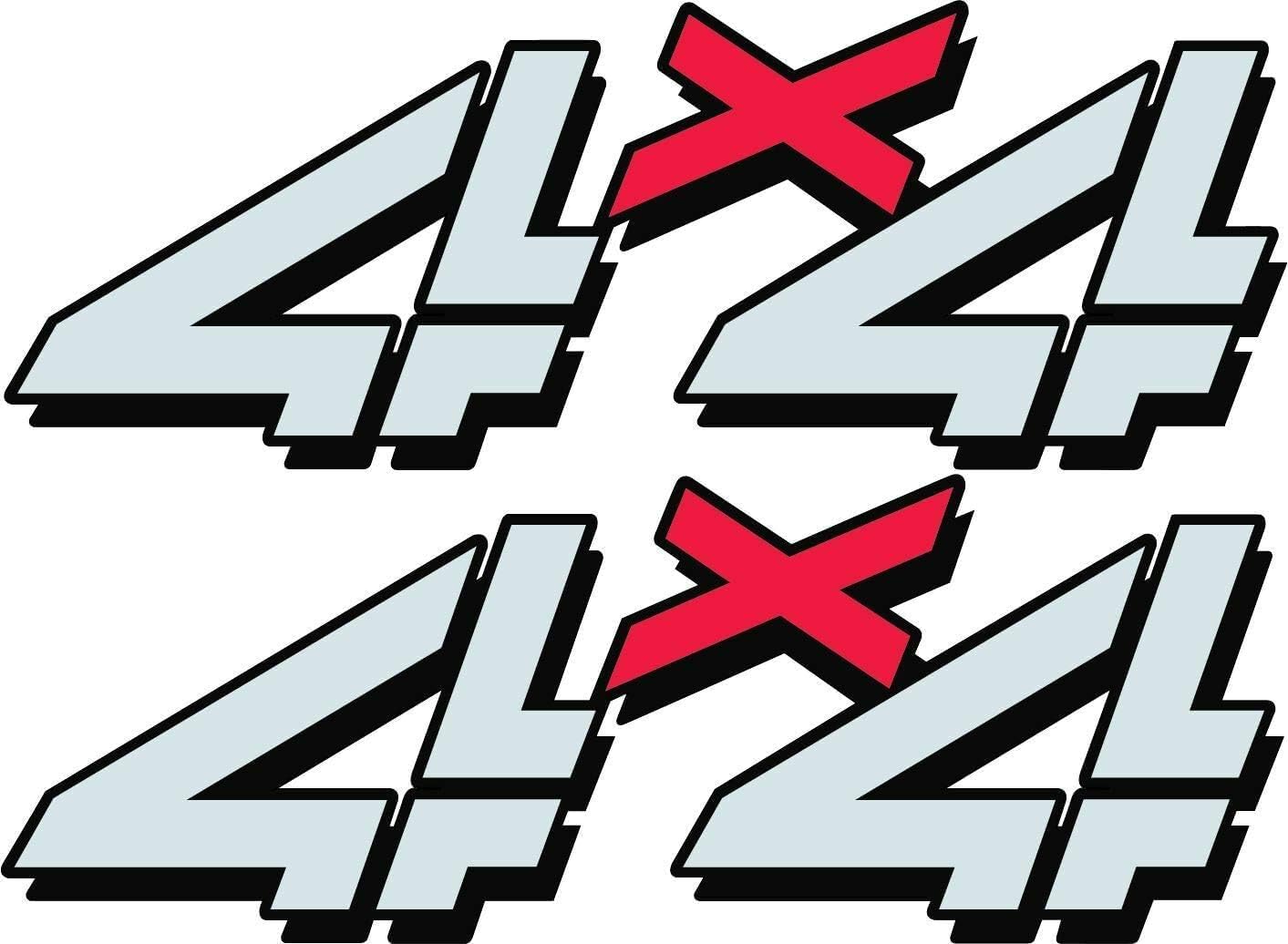1 Set of 2 pcs 4x4 Decals Stickers Emblem Replacement for 1998-2007 Silverado 1500HD 2500 HD Bed Side Truck Pickup, Auto Decoration Accessories Emblem (Chrome and Red)