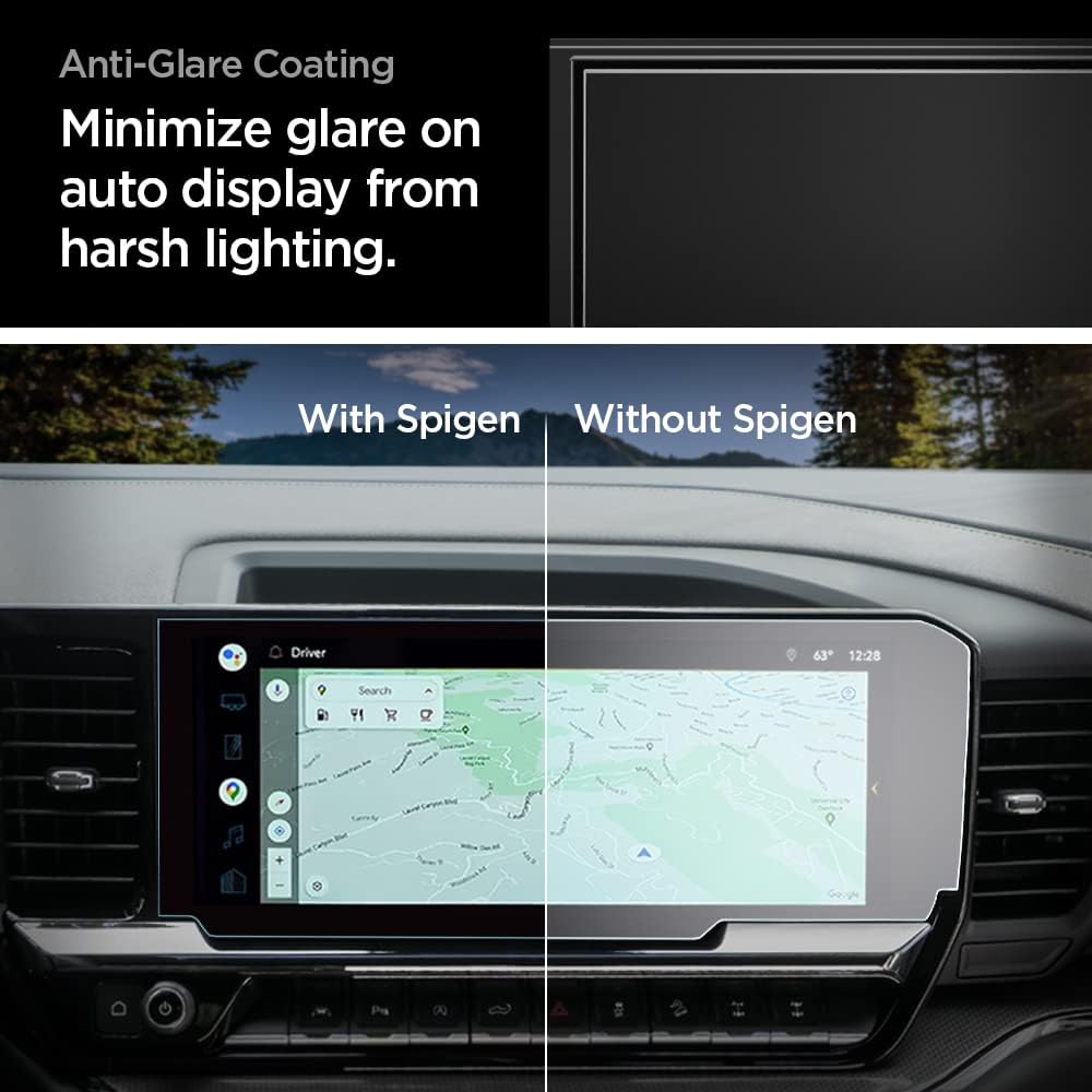 Spigen Tempered Glass Screen Protector [GlasTR Slim] designed for Chevrolet Silverado (2022/2023/2024/2025/2026), GMC Sierra (2022/2023/2024/2025/2026) 13.4 inch Dashboard Touchscreen - Matte/Anti Finger Print