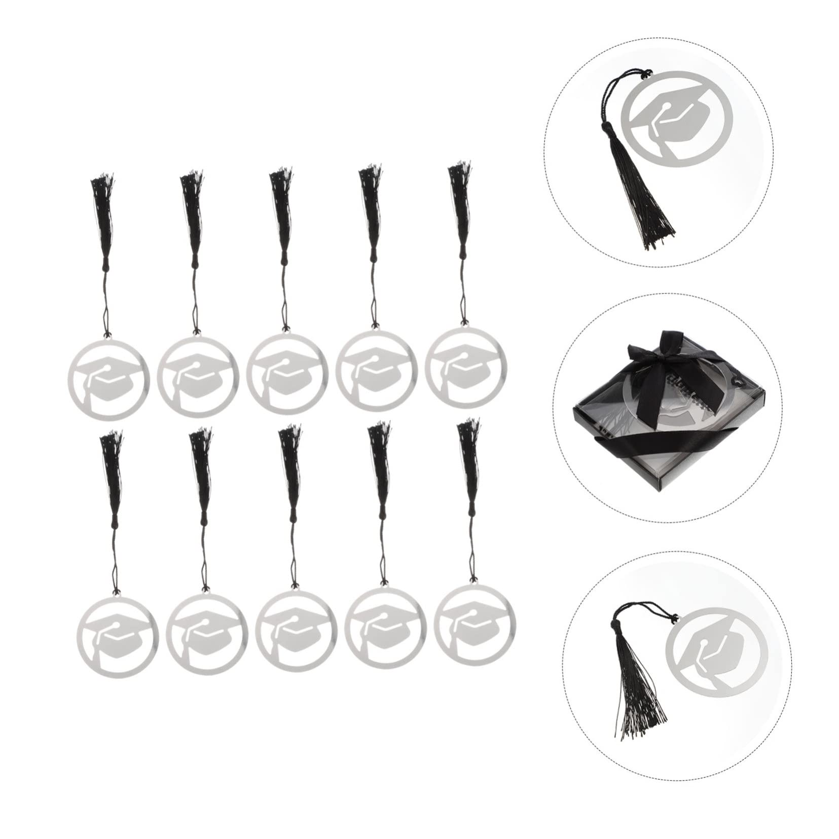 HOMSFOU 2 Sätze Arzt Hut Lesezeichen Abschluss-buchzeichen Schüler Lesezeichen Doktorhut Groß Kappen Die Abschlusskappe Party Metall Material Black 10 Stück * 2