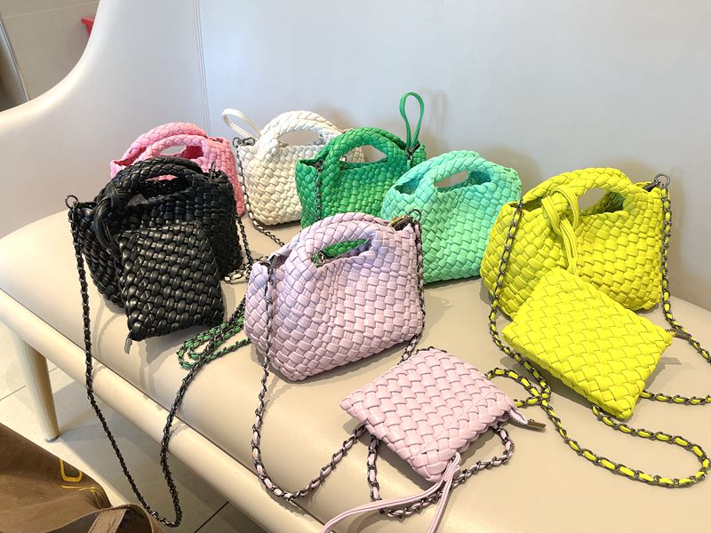 Bolso Tote tejido para mujer con monedero miniatura 7