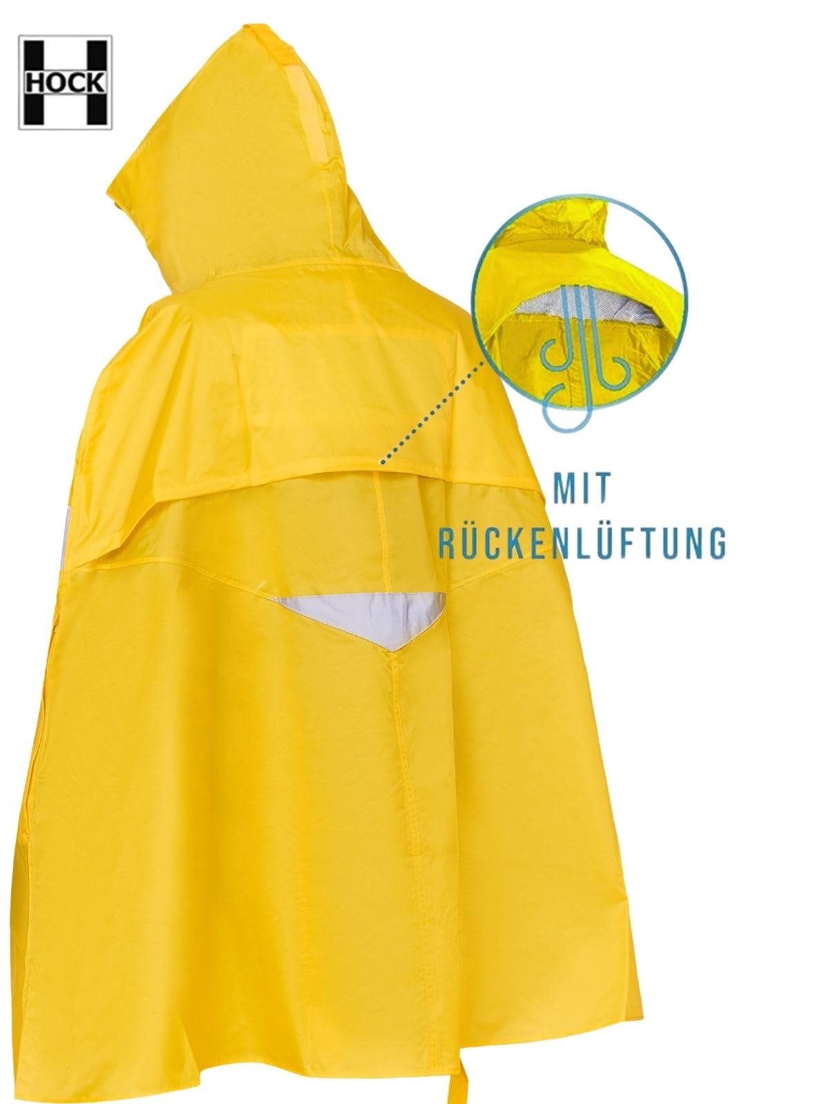 HOCK Premium Fahrrad Regenponcho 'Super Praktiko' mit Lüftung und seitlicher Armöffnung - 100,0% Wasserdichter Fahrradponcho für Herren & Damen