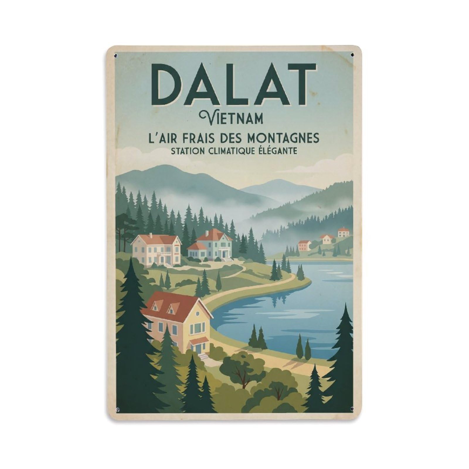 Fqcyn Style Metal Tin Sign Retro Travel Vietnam Dalat