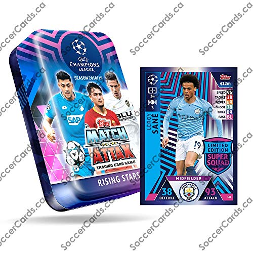 Topps Match Attax Cards - 2018-19 Champions League Rising Stars Mega Tin (60 Cards, 15 Exclusive + LE Gold Sane)