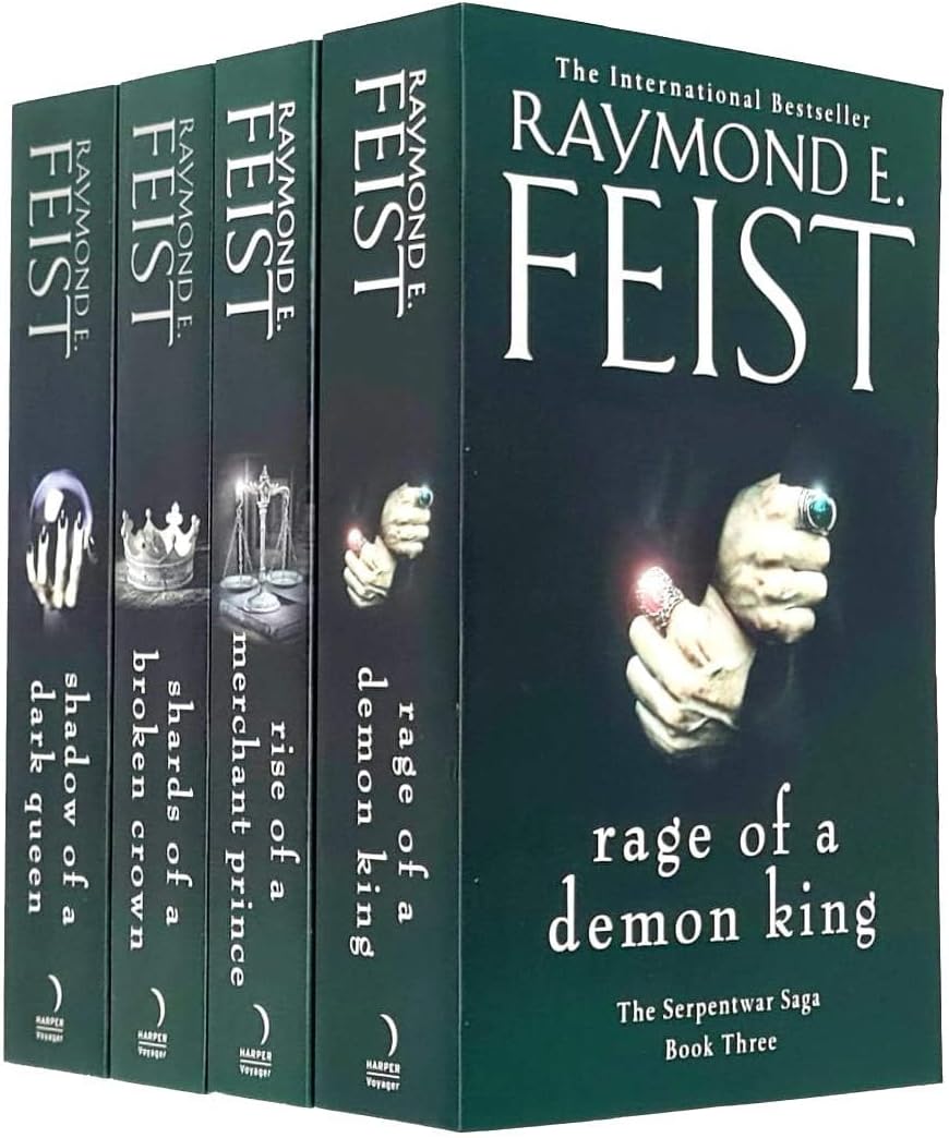 Raymond E. Feist The Serpentwar Saga 4 Books Complete Collection Set - Shadow of a Dark Queen, Rise of a Merchant Prince, Rage of a Demon King, Shards of a Broken Crown)